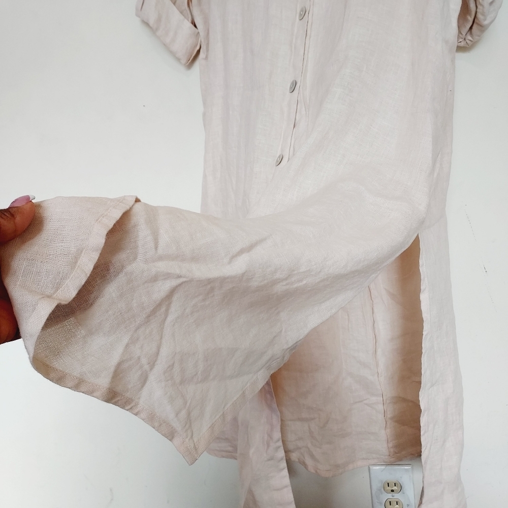 Zara 100% linen Tunic Casual Loose Fit Long Dress Sz-L - Picture 9 of 9